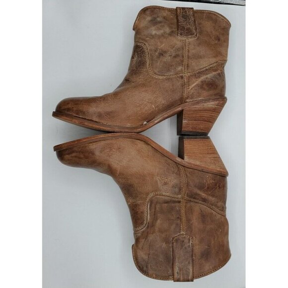 Corral Womens Brown Tan Distressed Leather Western Cowboy Ankle Boots Sz 7 - Picture 7 of 13